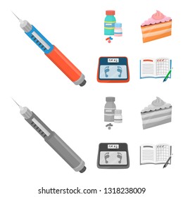 Isolated object of diet and treatment  icon. Collection of diet and medicine stock symbol for web.
