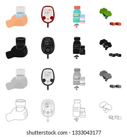 Isolated object of diet and treatment  icon. Collection of diet and medicine stock symbol for web.