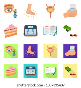 Isolated object of diet and treatment  icon. Collection of diet and medicine stock vector illustration.