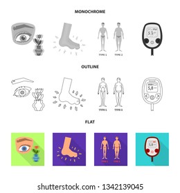 Isolated object of diet and treatment  icon. Set of diet and medicine stock vector illustration.