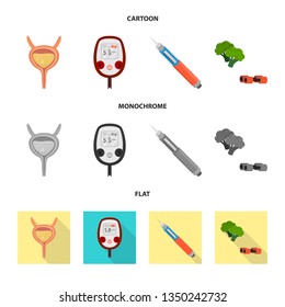 Isolated object of diet and treatment  icon. Set of diet and medicine stock vector illustration.