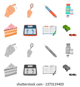 Isolated object of diet and treatment  icon. Set of diet and medicine stock vector illustration.