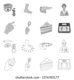 Isolated object of diet and treatment  icon. Collection of diet and medicine vector icon for stock.