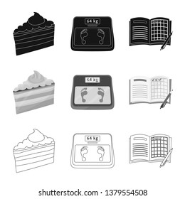 Isolated object of diet and treatment  icon. Set of diet and medicine stock vector illustration.