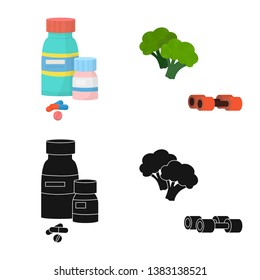 Isolated object of diet and treatment  icon. Collection of diet and medicine stock vector illustration.