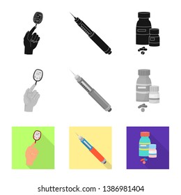 Isolated object of diet and treatment  icon. Set of diet and medicine vector icon for stock.