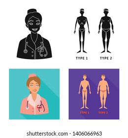 Isolated object of diet and treatment  icon. Set of diet and medicine stock vector illustration.