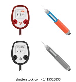Isolated object of diet and treatment  icon. Set of diet and medicine stock symbol for web.