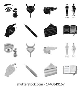 Isolated object of diet and treatment icon. Collection of diet and medicine vector icon for stock.