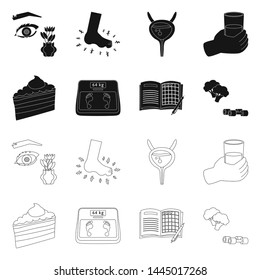 Isolated object of diet and treatment icon. Collection of diet and medicine stock vector illustration.