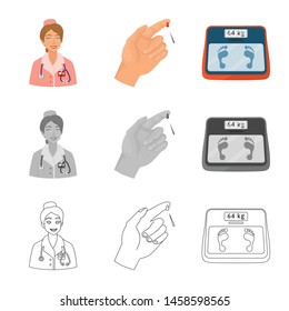 Isolated object of diet and treatment icon. Set of diet and medicine stock vector illustration.