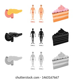 Isolated object of diet and treatment icon. Collection of diet and medicine stock symbol for web.