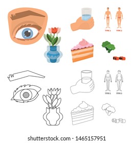 Isolated object of diet and treatment icon. Collection of diet and medicine vector icon for stock.
