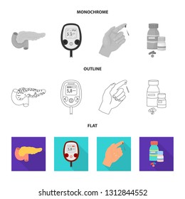 Isolated object of diet and treatment  logo. Collection of diet and medicine vector icon for stock.