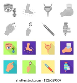 Isolated object of diet and treatment  logo. Collection of diet and medicine stock vector illustration.