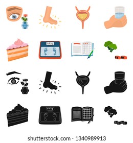 Isolated object of diet and treatment  logo. Set of diet and medicine vector icon for stock.