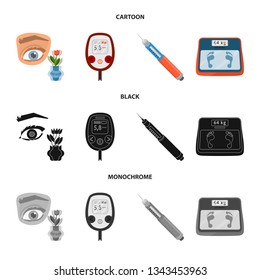 Isolated object of diet and treatment  logo. Set of diet and medicine vector icon for stock.