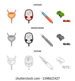 Isolated object of diet and treatment  logo. Set of diet and medicine vector icon for stock.