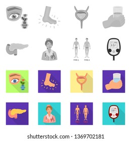 Isolated object of diet and treatment  logo. Collection of diet and medicine stock symbol for web.