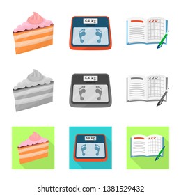 Isolated object of diet and treatment  logo. Collection of diet and medicine stock vector illustration.