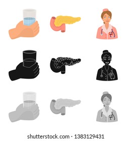 Isolated object of diet and treatment  logo. Set of diet and medicine vector icon for stock.