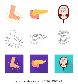 Isolated object of diet and treatment  logo. Set of diet and medicine stock vector illustration.