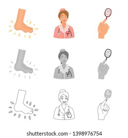 Isolated object of diet and treatment  logo. Collection of diet and medicine stock vector illustration.