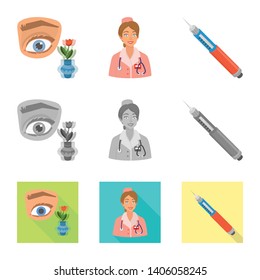 Isolated object of diet and treatment  logo. Collection of diet and medicine vector icon for stock.
