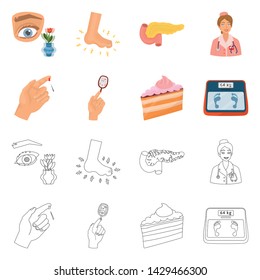 Isolated object of diet and treatment logo. Set of diet and medicine stock vector illustration.