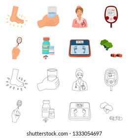 Isolated object of diet and treatment  sign. Collection of diet and medicine stock vector illustration.