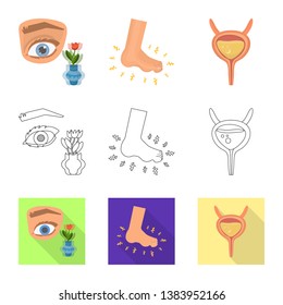 Isolated object of diet and treatment  sign. Set of diet and medicine stock vector illustration.