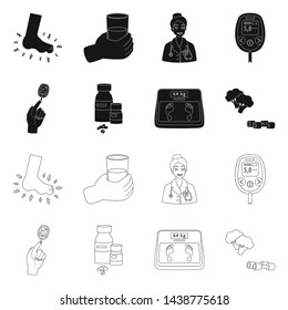 Isolated object of diet and treatment sign. Set of diet and medicine vector icon for stock.