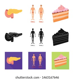Isolated object of diet and treatment sign. Set of diet and medicine stock symbol for web.