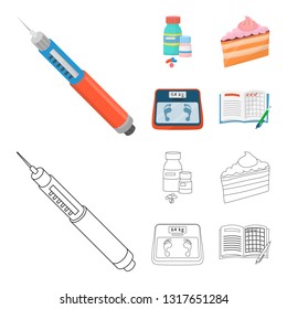Isolated object of diet and treatment  symbol. Collection of diet and medicine stock symbol for web.