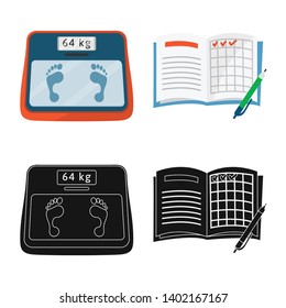 Isolated object of diet and treatment  symbol. Set of diet and medicine stock symbol for web.