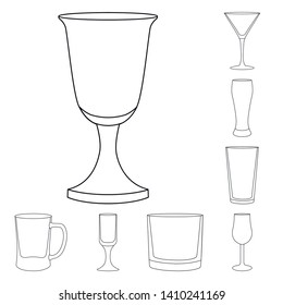 Isolated object of dishes and container icon. Set of dishes and glassware stock vector illustration.
