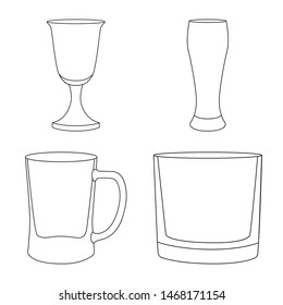 Isolated object of dishes and container icon. Set of dishes and glassware stock vector illustration.