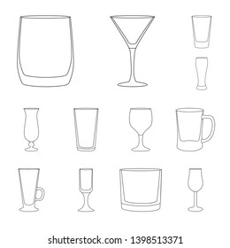 Isolated object of dishes and container logo. Set of dishes and glassware vector icon for stock.