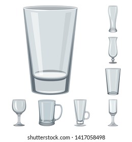 Isolated object of dishes and container logo. Set of dishes and glassware stock vector illustration.