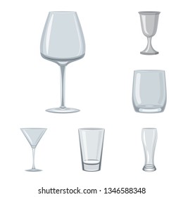 Isolated object of dishes and container sign. Set of dishes and glassware vector icon for stock.