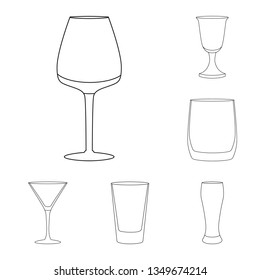 Isolated object of dishes and container symbol. Set of dishes and glassware vector icon for stock.