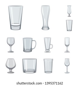 Isolated object of dishes and container symbol. Set of dishes and glassware stock symbol for web.