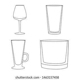 Isolated object of dishes and container symbol. Collection of dishes and glassware vector icon for stock.