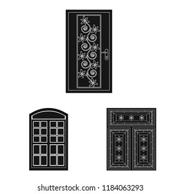 Isolated object of door and front icon. Set of door and wooden stock symbol for web.