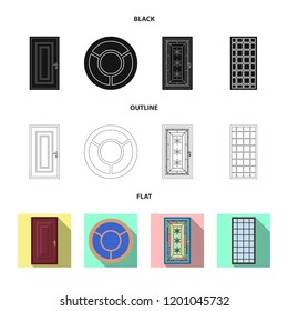 Isolated object of door and front icon. Set of door and wooden stock vector illustration.