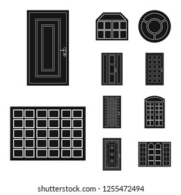 Isolated object of door and front icon. Set of door and wooden stock vector illustration.