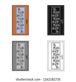 Isolated object of door and front icon. Collection of door and wooden stock symbol for web.