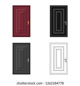 Isolated object of door and front icon. Collection of door and wooden stock symbol for web.