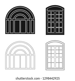 Isolated object of door and front icon. Collection of door and wooden stock vector illustration.