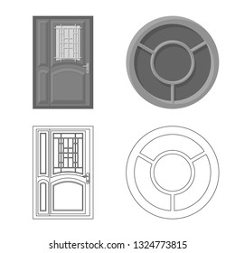 Isolated object of door and front icon. Set of door and wooden stock symbol for web.